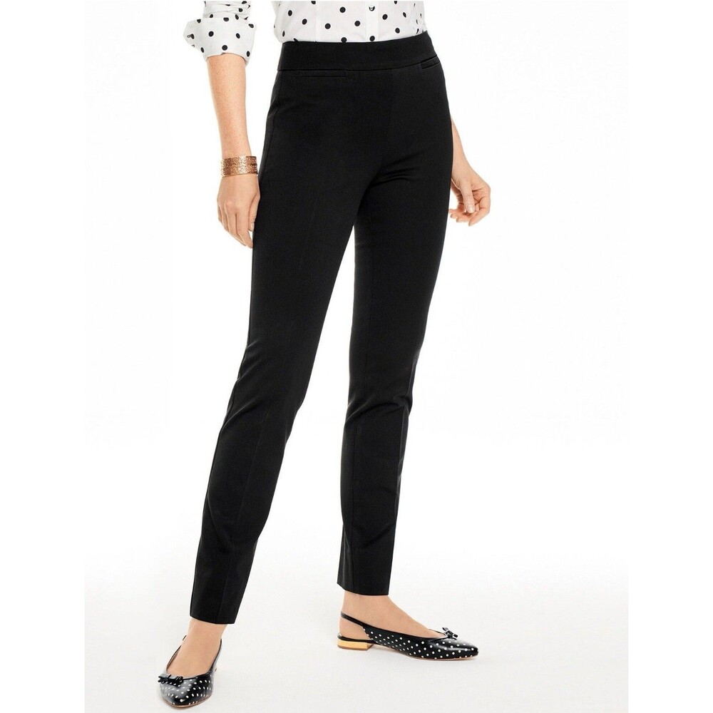 NWT Talbots Black Refined Bi-Stretch Pants Size 14 Petite Straight Leg
